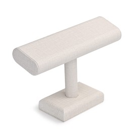 Oirlv Premium Leather Watch Display Stand T-bar Showcase Jewelry Display Holder Home Chain Bracelet Bangle Organizer (White)