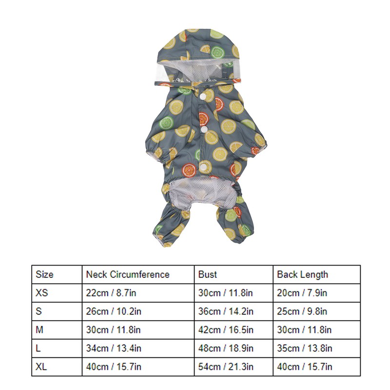 Dog Raincoat Hooded Reflective Windproof Breathable Lightweight Pet Rain Jacket