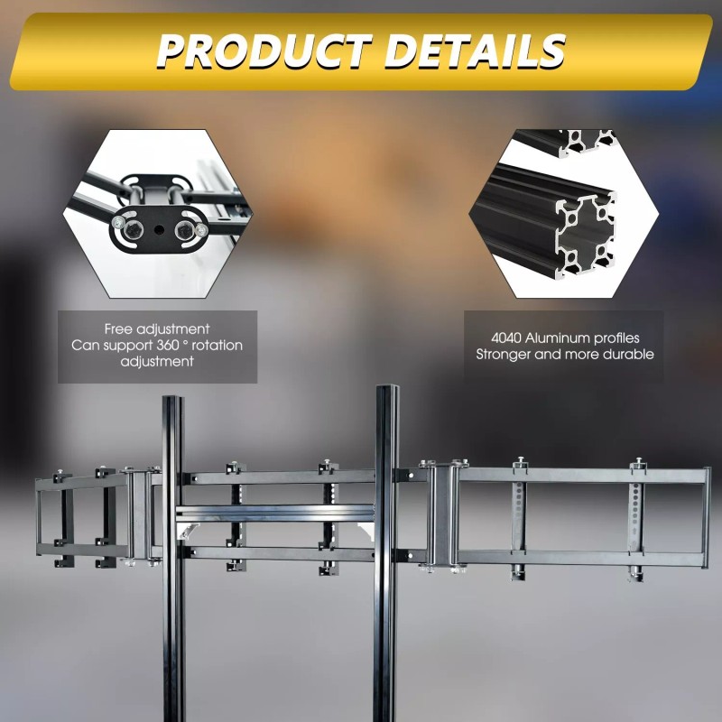 Dardoo Aluminum Profile Cockpit Triple Monitor Stand for Racing Sim