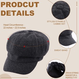 Toulite 16 Pcs Women Newsboy Hat Wool Visor Beret Cap 8 Panels Cabbie Sailor Hats Hippie Vintage Newsboy Octagonal Fiddler Hats for Women Girls