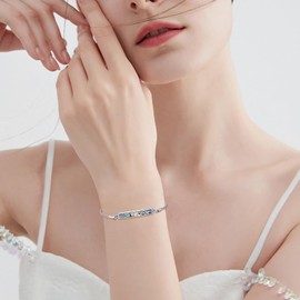 CUPENDA Axolotl Bracelet Sterling Silver Axolotl Abalone Shell Bar Pendant Bracelet Axolotl Pendant Jewelry Gift for Women Girls