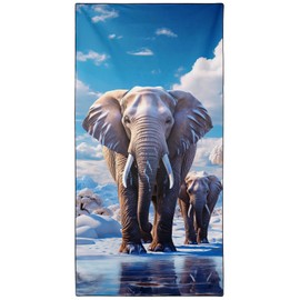 YISUMEI Elephants Beach Towels for Adults Extra Large 180 x 90 cm, Microfibre Quick Dry Towel for Travel Swimming Camping Sports