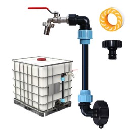 IBC Schwanenhals 3/4" Auslaufhahn mit 35 cm Verlängerungsrohr, IBC Adapter Wasserhahn für 1000L Regenwassertank, IBC Tank Zubehör für Gießkanne, Regenfass, Wasserfass, IBC Container