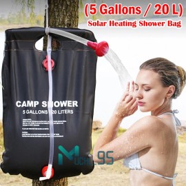 5 Gallon Camping Shower Bag Solar Heating with On/Off Shower Head Outdoor Hiking