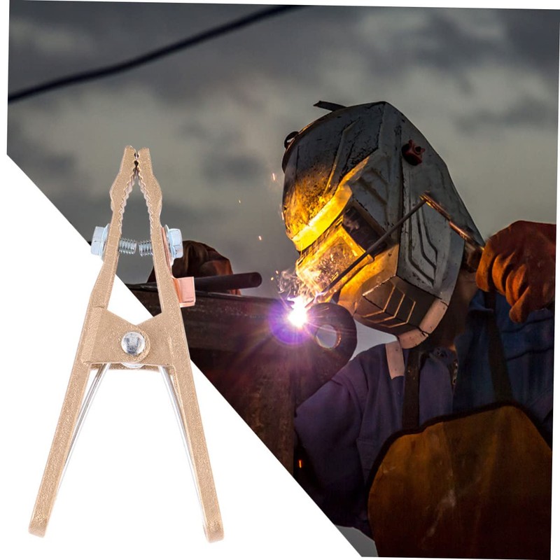 Tofficu Copper Welding Ground Clamp Electroplated Earth Clip for Manual