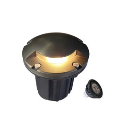 MALORY Low Voltage Landscape Well Lights,（5‘’H 12V Brass Top Cover Outdoor In Ground Lights,Landscape Lighting for Pathway, Driveway and Garden (One-Direction Turret, 1-Pack with Bulb)