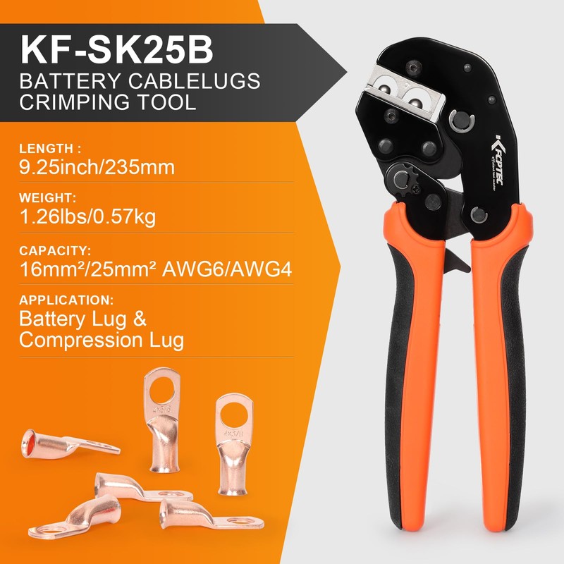 KF CPTEC Battery Cable Lug Crimping Tool KF-SK25B – Ratcheting