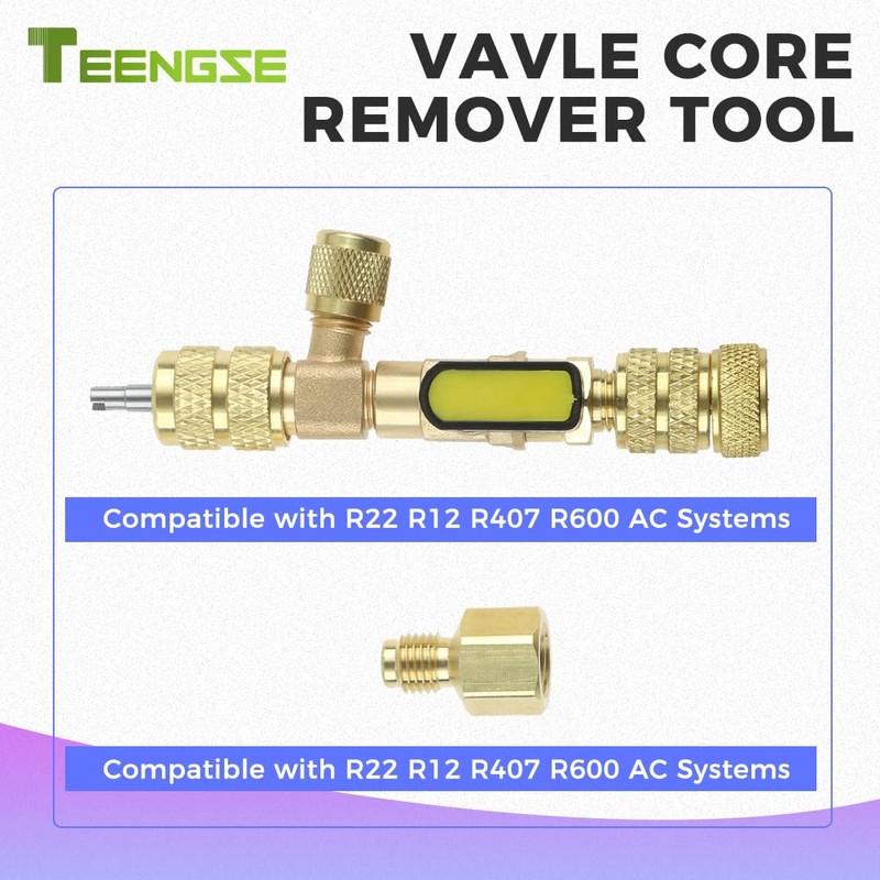 TEENGSE Valve Core Remover Installer Tool with Dual Size SAE