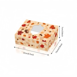 YVAINE 24pc Fall Thanksgiving Cookie Boxes with Gift Tags Hemp Rope,Maple Leaf Shape Window Gift Cardboard Paper Treat Bakery Boxes for Harvest, Thanksgiving Goodie Candy Party Supplies