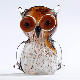 Qianwei Hand Blown Glass Figurine Owl Decor Gifts for Women - Glass Crystal Owl Figurines Stuff Gifts for Owl Lovers Owl Decor Statue Paperweight Birthday for Best Friend Keepsake&Paperweight