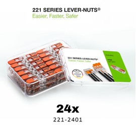 WAGO 221-2411 Wire Connectors, Lever Nuts Connector , Electrical Wire Conectors Assortment Pack, Inline Splicing Conector With Case (24 PCS)
