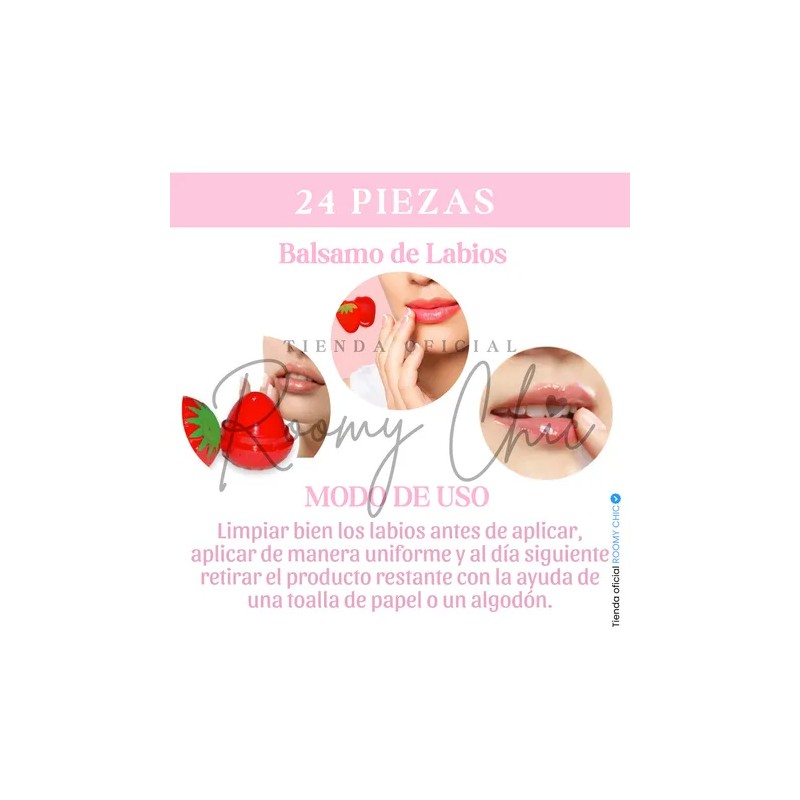 Caja De 24 Balsamos Fresa Para Labios Hidratante Forma Fresa
