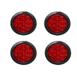 4 RED LENS 4" ROUND LED STOP TURN TAIL LIGHT INCLUDES LIGHT, GROMMET, PLUG TRUCK TRAILER