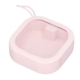 Portable Hair Tie Organizer, Hanging Stackable Mini Travel Organizer Box Case with Clear Lid for Organizing Bandaid Pin Cotton Swabs Small Items(Pink)