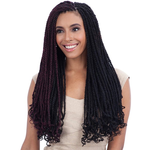 FreeTress Equal Synthetic Hair Braids Double Strand Style Cuban Twist Braid 24" (6-Pack, 1B)