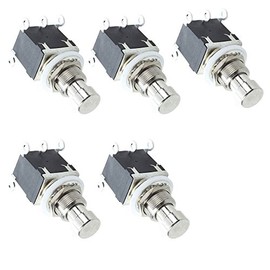 ESUPPORT 6Pin DPDT Latching Stomp Foot Switch Pedal Guitar Push Button Metal True Bypass AC 250V/2A 125V/4A Pack of 5