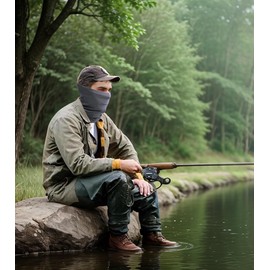 Fishing Neck Gaiter, Sun Protection Face Mask, Cooling Neck Shield Scarf Cycling Balaclava Bandana for Men and Women (Grey)