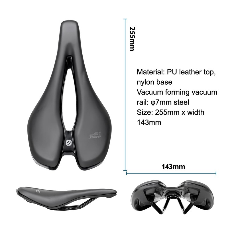 GORIX Bike Short Saddle Seat Short Nose Wide Hole Shock