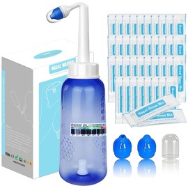 SAMLINSU SAMLINSU Neti Pot Sinus Rinse Kit, Nasal Irrigation Nose Cleaner Wash Bottle 300ML, Nasal Rinse Salt sachets 40 Packets, Sinus Relief Rinse Kit for Adults, Kids, Allergic Rhinitis