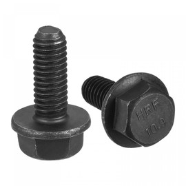 sourcing map Metric M6x16mm Hex Flange Bolts, 10pcs 10.9 Grade Carbon Steel Hexagon Head Screws