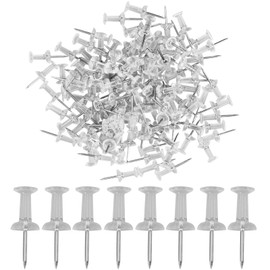 120pcs Transparent Push Pins,Plastic Head Drawing Poster Tacks Needle, Clear Poster Pins for Wall Hangings,Cork Board,Maps Posters Photos,Pinboard,Notice Board,Xmas Party Decorations