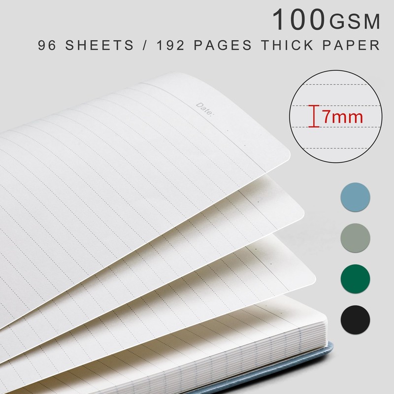 EMSHOI Notebook College Ruled - A4 Hardcover Leather Lined Journal,
