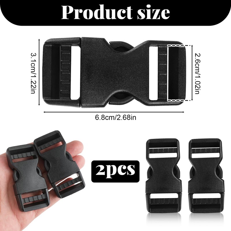Smomend Pack of 2 Buckle 25 mm Adjustable on Both