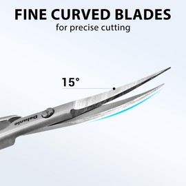 Delanie Curved Cuticle Scissors, 2.2cm Curved Blade, 15 Degree Angle, Stainless Steel