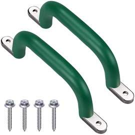 SELEWARE 2 Pack Safety Playground Handles Metal Grab Handles 24cm Hand Grips with Finger Recesses for Kids Swing Playset Climbing Frame Playhouse Handles Green