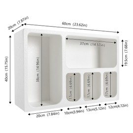 LIAPDG Modern Geometric Wall Shelve, Freestanding Geometric Arched Wall Shelf White Floating Shelve Wall Mounted Storage Organizer for Bedrooms, Kitchens 23.62 x 7.87 x 15.75 Inch 5 Compartments