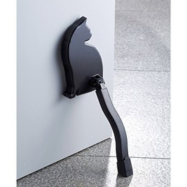 BOSS TRADING Cat Shaped Door Stopper Magnet Cooperative Suction Entrance Black Cat