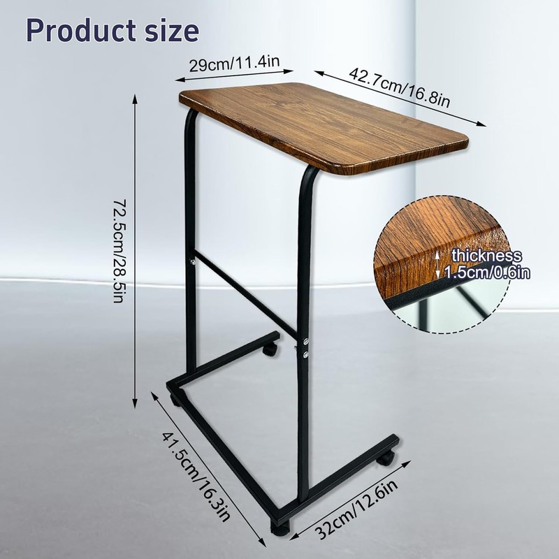 Rainmae C Table with Wheels, Easy to Move, Sturdy C