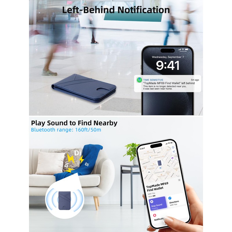 TopMade for MagSafe Wallet Stand, Works with Apple Find My,
