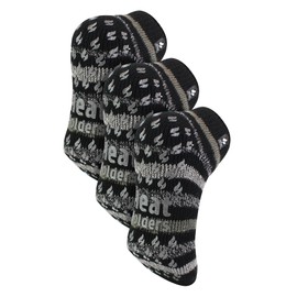 HEAT HOLDERS - 3 Pair Multipack Mens Low Cut Ankle Thermal Slipper Socks for Winter (6-11, Black Stripe)