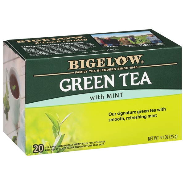 Bigelow Tea Green Tea with Mint, Caffeinated, 20 Count (Pack of 6), 120 Total Tea Bags