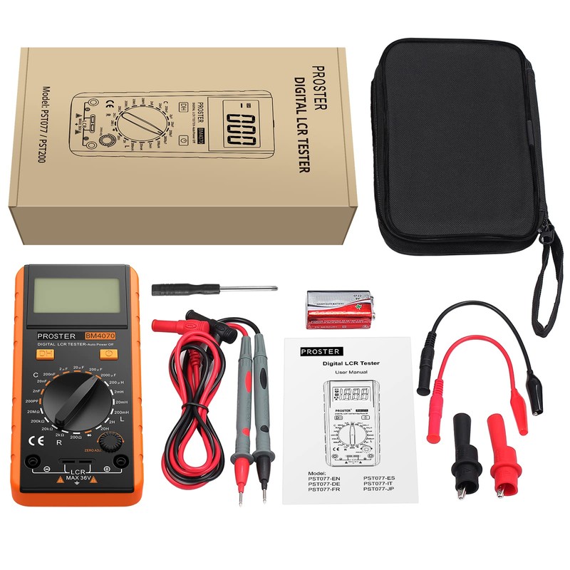 Proster LCR Meter, Capacitive Tester, Inductance, Resistance Measurement, Large LCD
