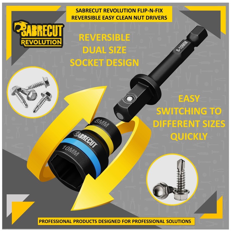 3 x SabreCut SCDINK1 Dual Size Magnetic Reversable 2-in-1 Easy