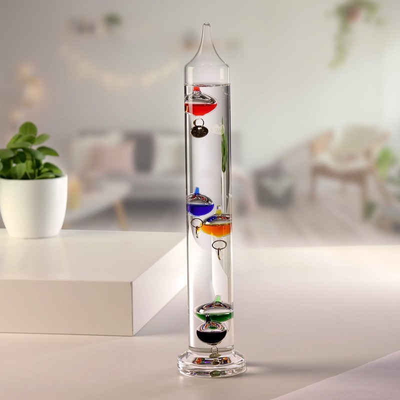 Monsterzeug Galileo Thermometer, 6 Glass Balls, Galilean Thermometer, Glass, Liquid