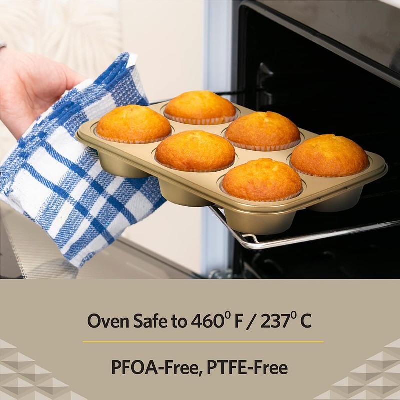 Glad Jumbo Muffin Pan Nonstick - Heavy Duty Metal Cupcake