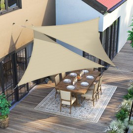 Awnpro 5' x 22' x 22.6' Beige Right Angle Triangle Shade Sail Awning with Mounting Kit Shade Sail Outdoor Patio Garden Backyard Sun Protection Awning