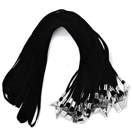 Black Lanyards 100 PCS Badge Lanyards with Clip Office Neck Flat Bulk Lanyard with Badge Bulldog Clip