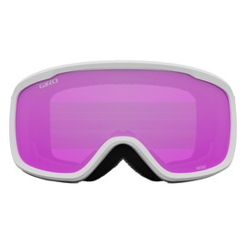 Giro Moxie Ski Goggles - Snowboard Goggles for Women and Youth - White/Grey Chute Strap with Amber Pink/Yellow Lenses