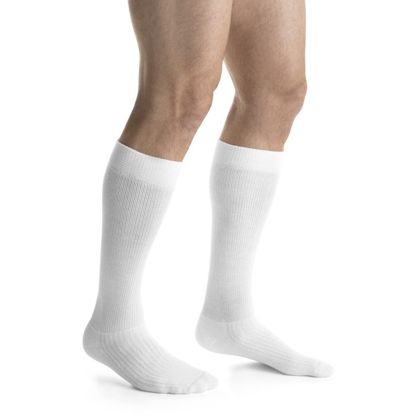 JOBST Activewear - Calcetines de compresión para rodilla, 15-20 mmHg, Rodilla alto, Blanco cool, Large