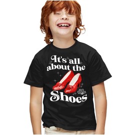 Popfunk The Wizard of Oz All About The Shoes Kids T Shirt for Youth Boys and Girls, Black, Large
