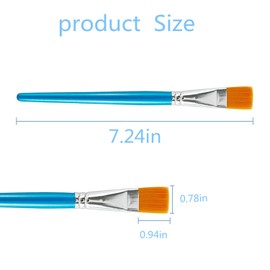 10PCS Flat Paint Brushes Set, 1 Inch Nylon Hair Oil Painting Brushes Artist Acrylic Paint Brushes for Acrylic Oil Watercolor, Face Nail Art, Miniature Detailing and Rock Painting, Craft（Blue）