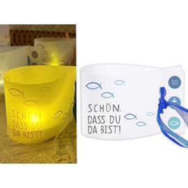 Sugeru Tea Light Fish Decoration, Pack of 16 Mini Table Lights, Candles Decoration as Table Decoration for Boys and Girls, Communion Confirmation, Christening, Tea Lights, Beautiful That You're Here,