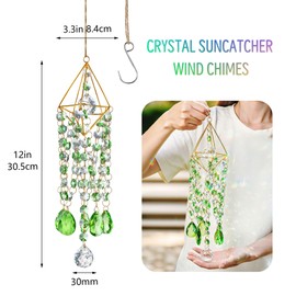HDCRYSTALGIFTS Crystal Suncatcher, Crystal Sun Catcher Indoor Window Rainbow Maker Suncatcher for Window Hanging Glass Wind Chimes Home Garden Decor (Green)