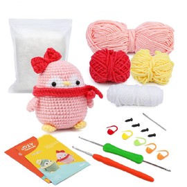 HAYOFADA Crochet Kit for Beginners with Step-by-Step Video Tutorials, Beginner DIY Craft Set, DIY Knitting Supplies Gift Beginner Crochet Kit Adults and Kids (13+) Complete Kit - Miss Penguin