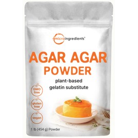 Agar Agar Powder, 1lb (16oz) | Planted-Based Source from Red Algae | Unflavored Thickening Agent for Cooking & Baking | Vegan Substitute for Beef Gelatin | Non-GMO, Vegan Friendly