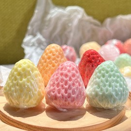 Strawberry Shape Scented Botanical Bath Soap Bar,6 PCS Multicolour Handmade Essential Oil Clean Toning Soap For Kids,Face Body Moisturizing Artisanal Soap with Blistering Net